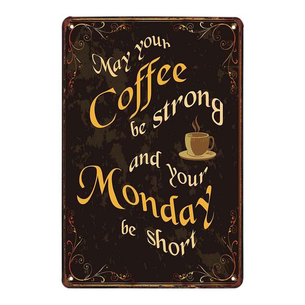 Juego de 4 placas de metal retro vintage con diseño de café