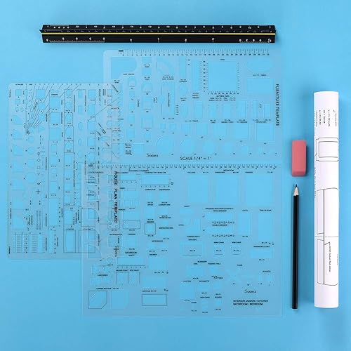 Miniatura 6 de Sooez Plantillas arquitectónicas plantilla de plan de casa plantilla de diseño de interiores plantilla de muebles kit de plantillas de dibujo