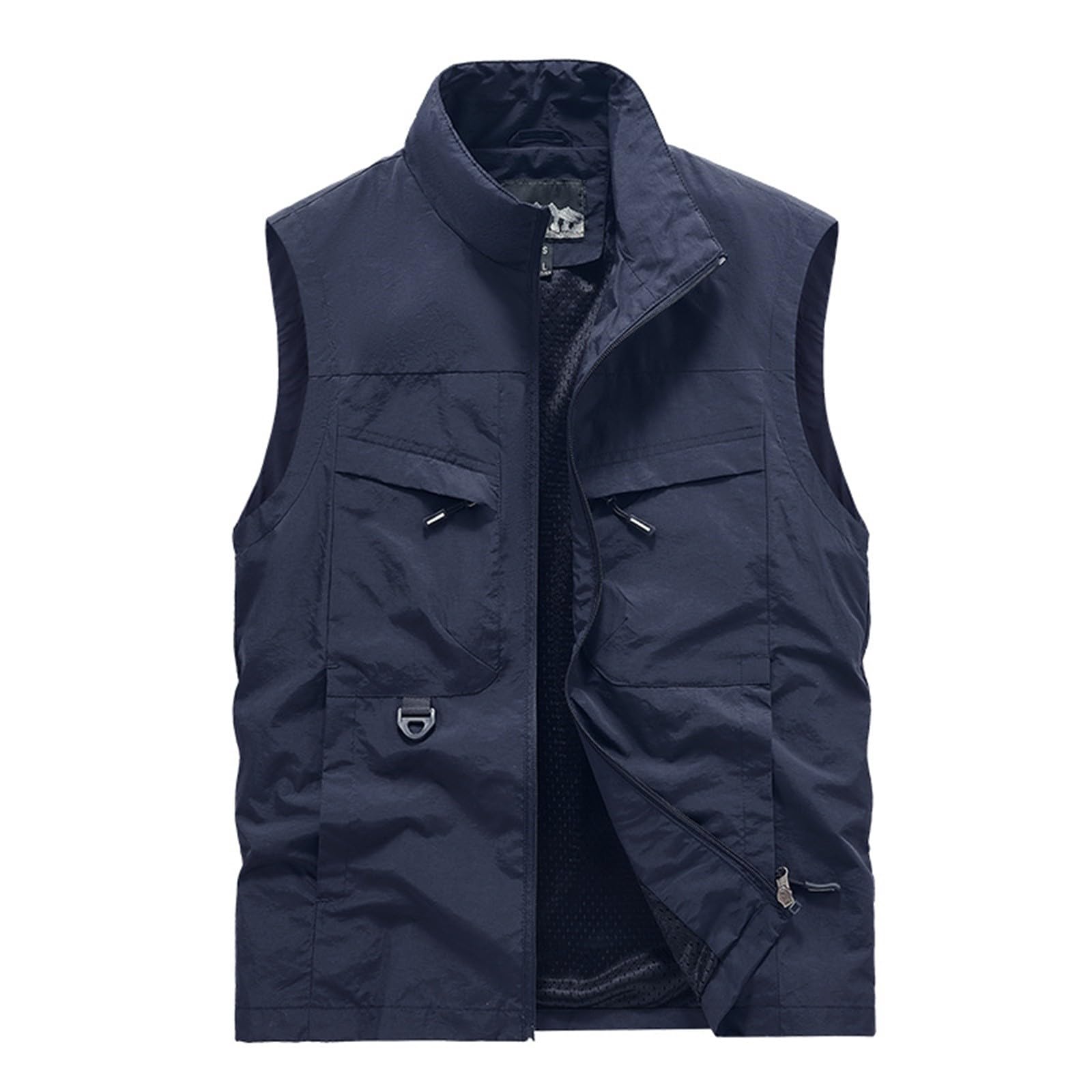 Chaleco deportivo para hombre, ligero, chaqueta de exterior, transpirable, cuello alto, chaleco de trabajo, chaleco de pesca con múltiples bolsillos, chaleco de caza con cremallera, chaleco sin mangas