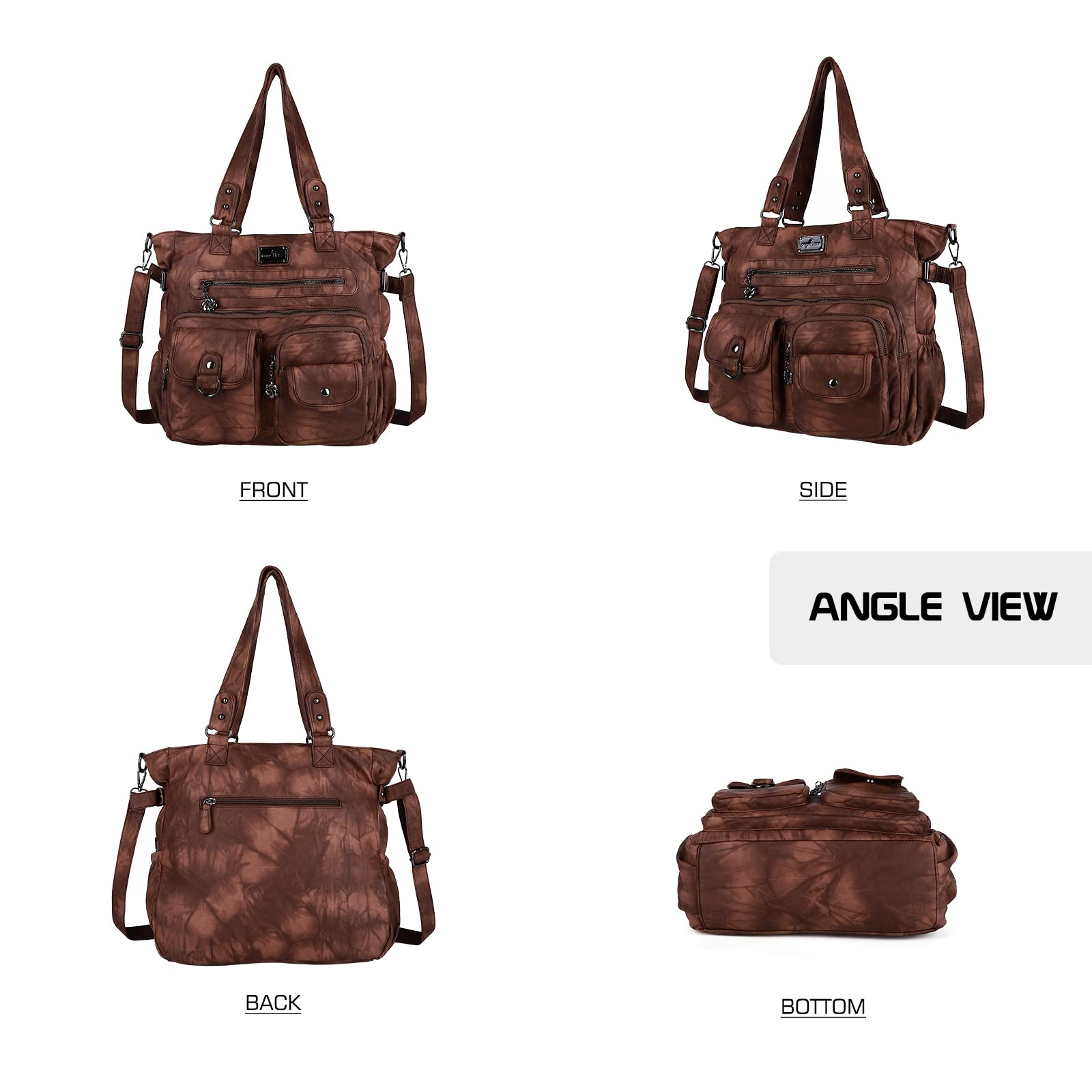 Angel Kiss Large Purses for Women Soft PU Leather Hobo Bag for Women Shoulder Bags: Stylish Brown