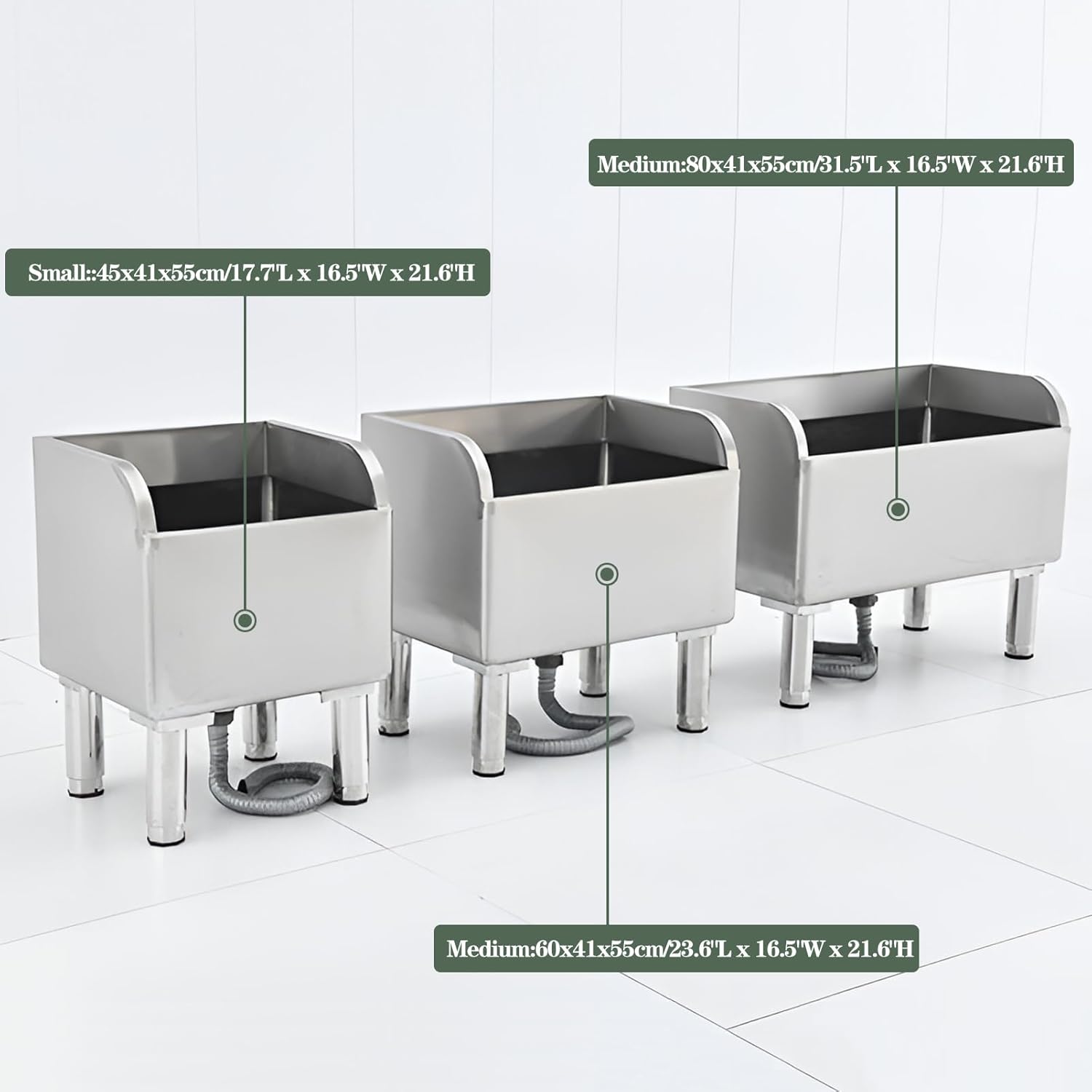 Floor Mop Sink With Drainage/Strainer,stainless steel utility sink,304 Stainless Steel,for Laundry Room,Kitchen, Restaurant, Garages,(S-17.7"L x 16.1"W x 21.6"H)