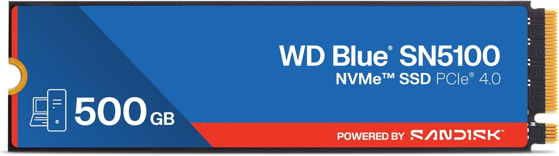 WD Blue SN5100 NVMe SSD 500GB (Up to 6,600 MB/s read speeds, M.2 2280, PCIe Gen 4.0, nCache 4.0, SANDISK 3D CBA NAND technology, Acronis True Image data migration software) POWERED BY SANDISK