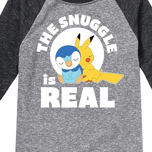 HYBRID APPAREL - Pokémon - The Snuggle is Real Pikachu and Piplup - Toddler & Youth Raglan Graphic T-Shirt3