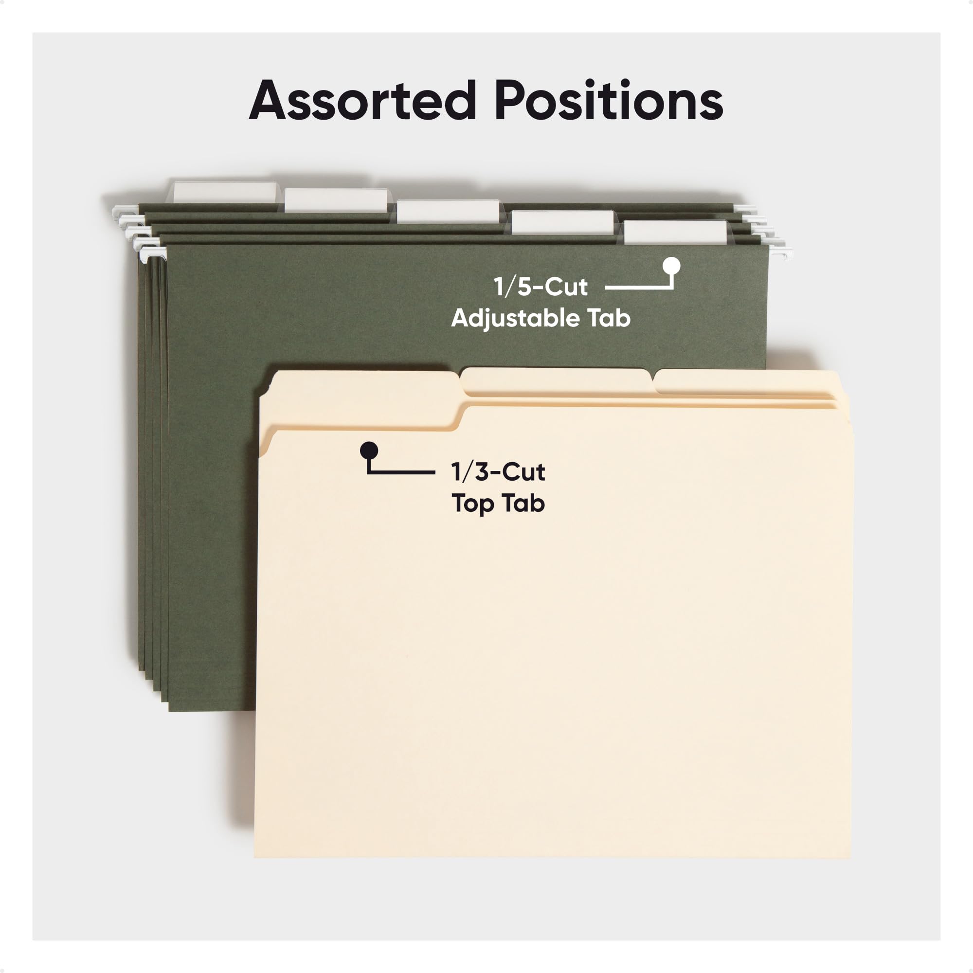 Smead Hanging File Folder, 1/5-Cut Adjustable Tab, Letter Size, Standard Green - Image 3