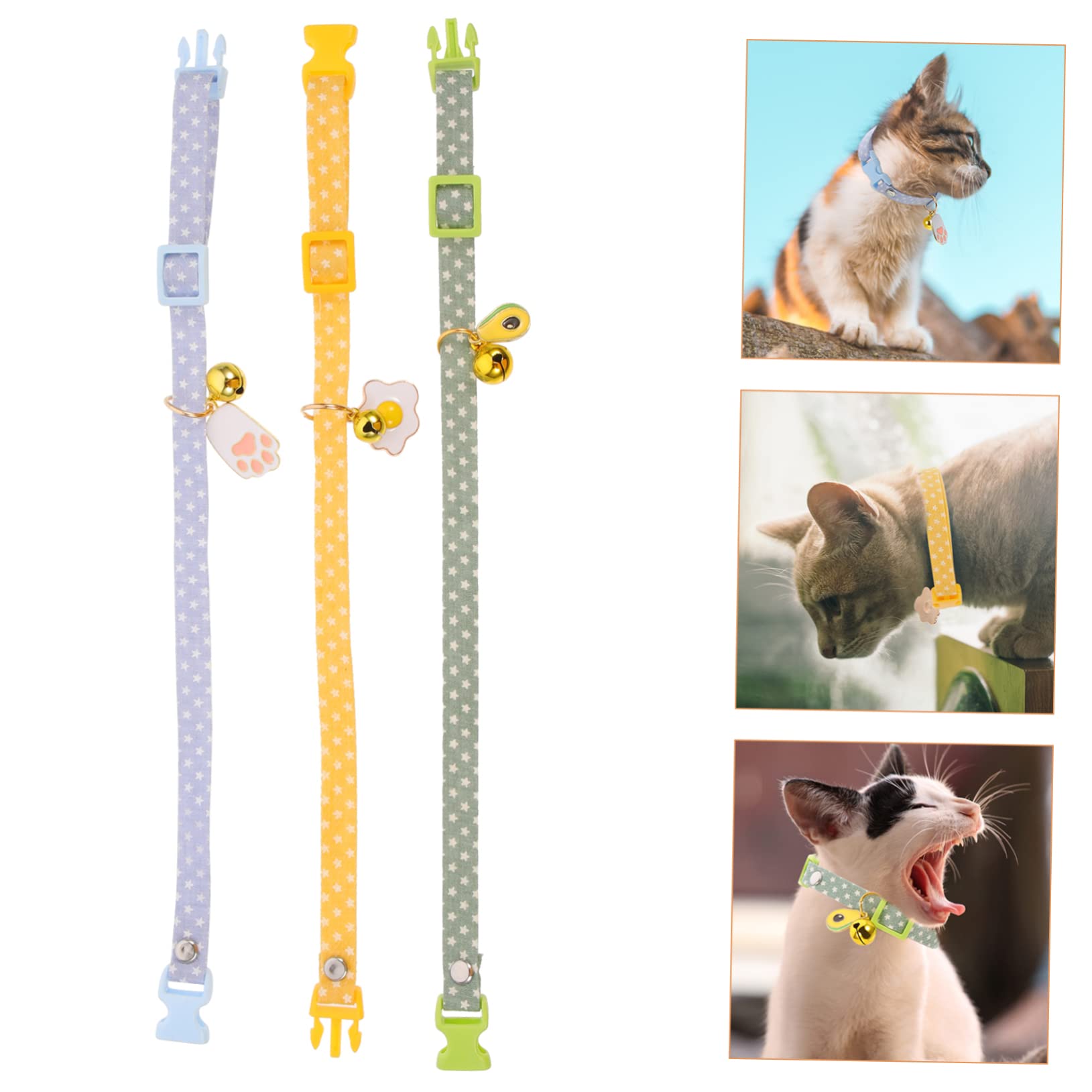 Happyyami 15pièces Collier pour Chat Ajustable avec Pendentif Avocat De Colliers Doux pour Animaux Avocat Œuf Plat Patte De Chat Bleue