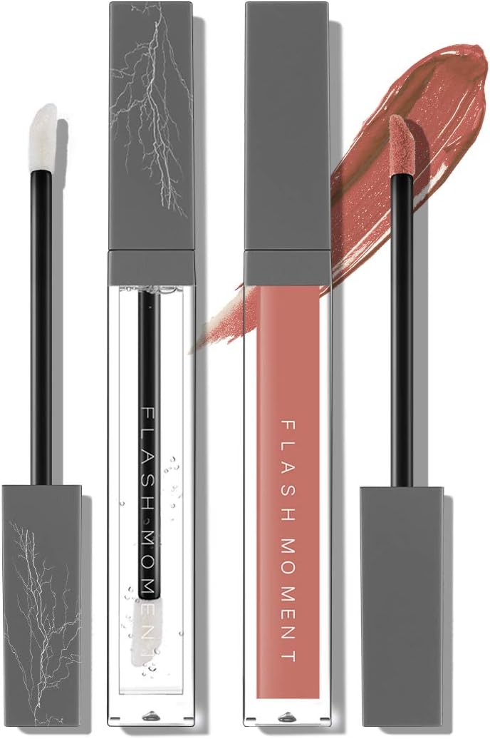 Lip Plumper and Lip Gloss Kit 2 Pcs Matte Lip Gloss Moisturizing Transparent Lip Glaze Gloss
