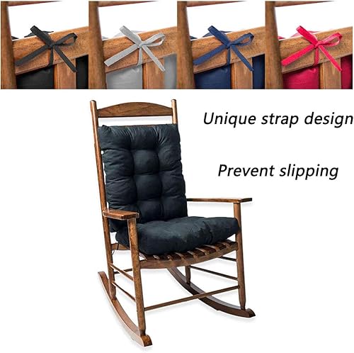 Miniatura 5 de Cojín para silla mecedora, 2 piezas para interiores y exteriores, suave y grueso, cojín para tumbona de patio, cojín acolchado para silla de patio