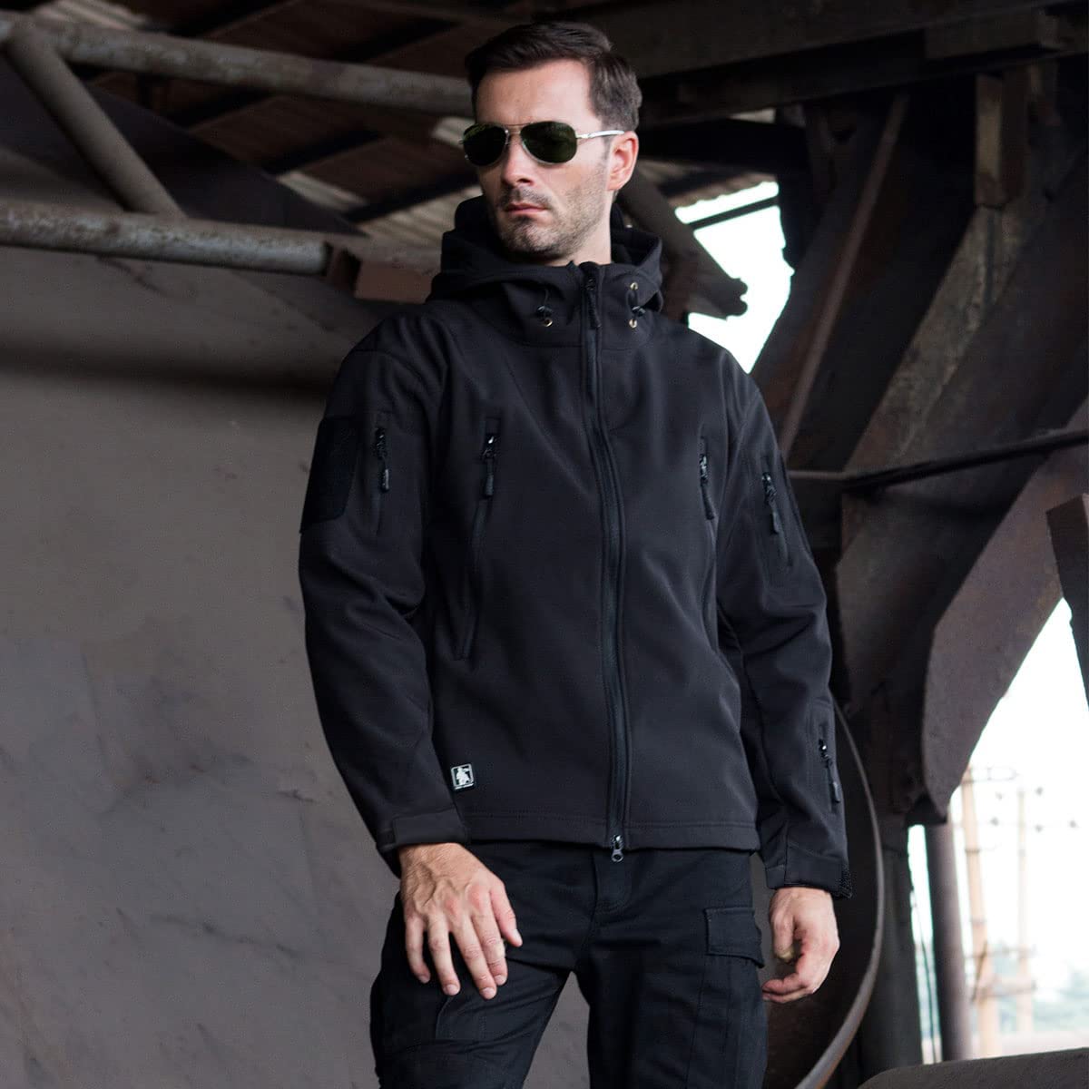 FREE SOLDIER Giacca Softshell Giacche Militari Softshell da Uomo Fodera in Pile da Esterno Giacca Antivento Impermeabile con Cappuccio Giacche tattiche Calde Multitasche per Escursioni di Caccia Uomo