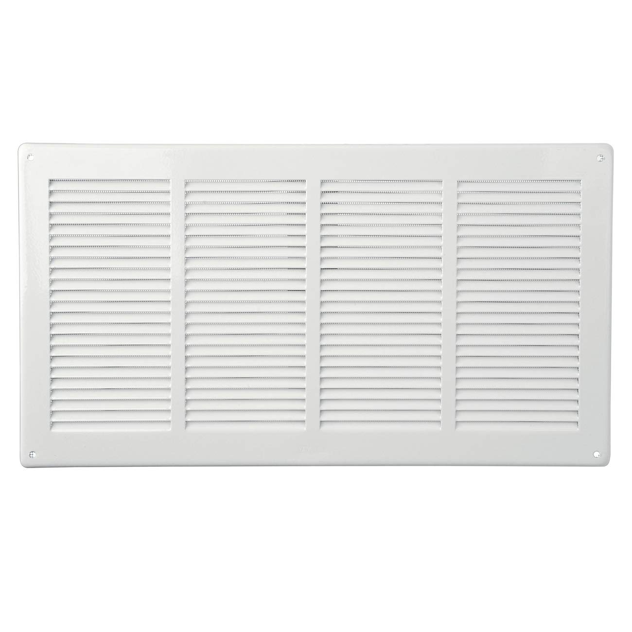 Kratka wentylacyjna GL4424RB prostokątna z lakierowanej na biało blachy z siatką przeciw owadom wymiary 440 x 240 mm