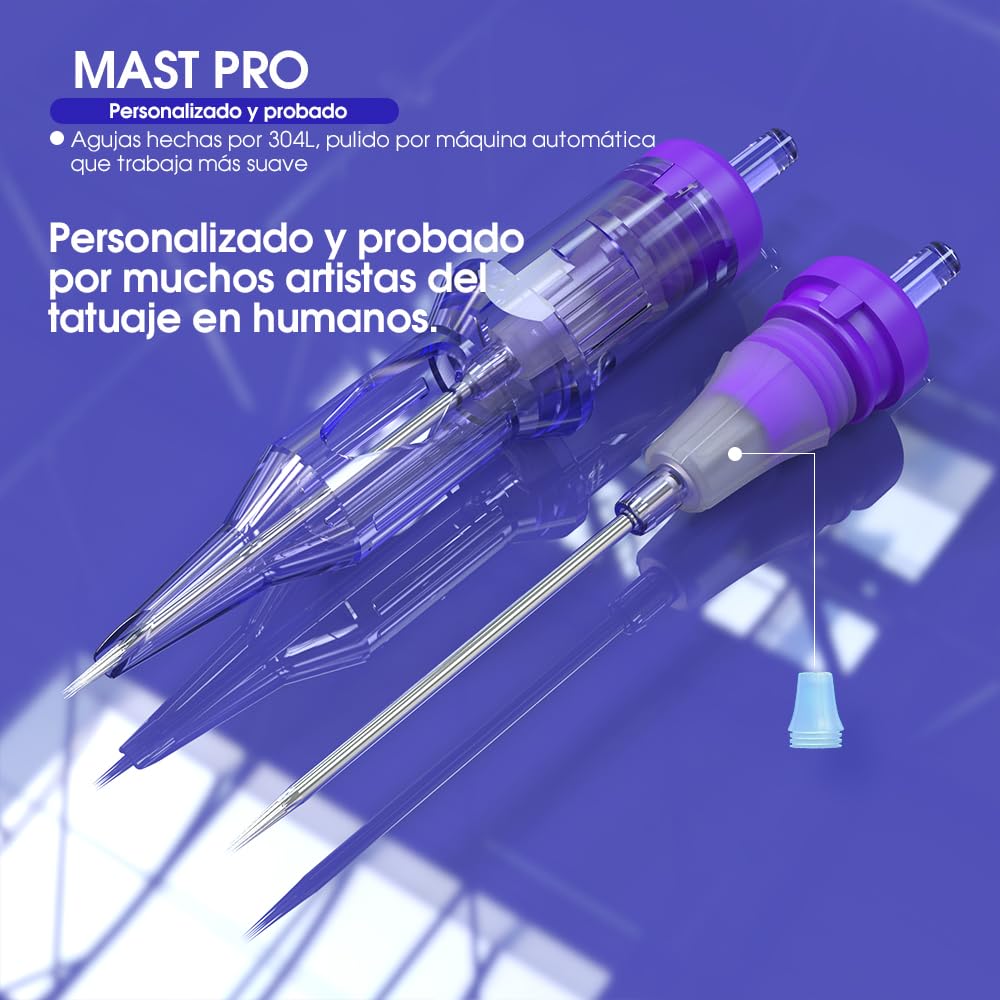 Mast Pro Agujas de Tatuaje,50 Piezas Tamaños Variados #12 1201RL 1203RL 1205RL 1207RL 1205RS 1207RS 1209RS 1207RM 1211RM 1209M, Set Desechable Round Liner Shader Magnum Para Todos Los Estilos