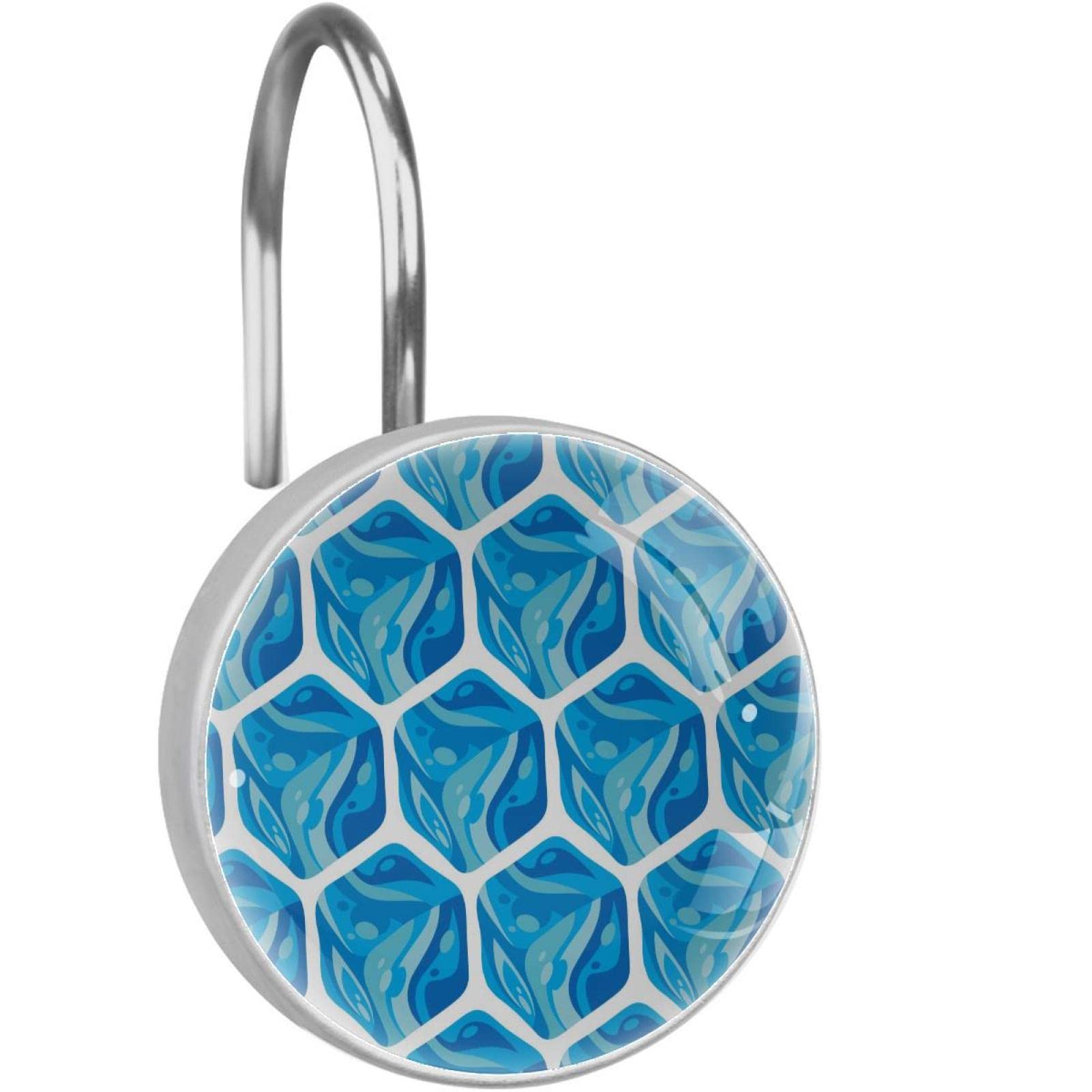 Crochets rideau de douche anti rouille en acier inoxydable et glaçons bleus