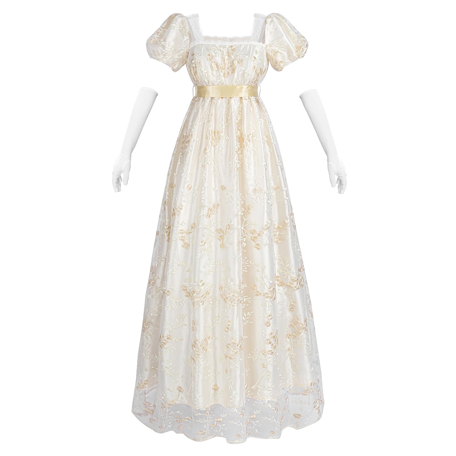 CR ROLECOS Empire - Abito da donna Regency Era da donna in stile vittoriano, con maniche a sbuffo