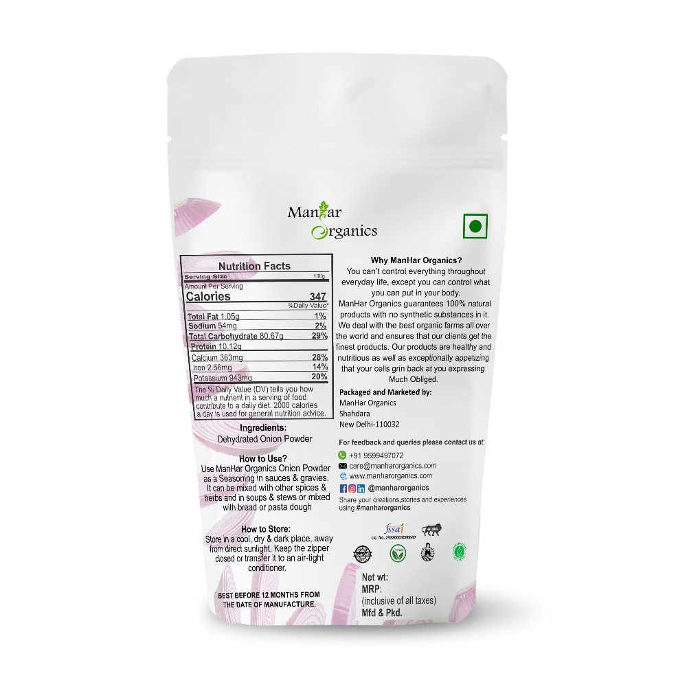 ManHar Organics Dehydrated Onion Powder 1KG - Flavorful & Aromatic Powder for Cooking and Seasoning | Natural Flavor Enhancer | No Additives, Preservatives - Image 2 thumbnail