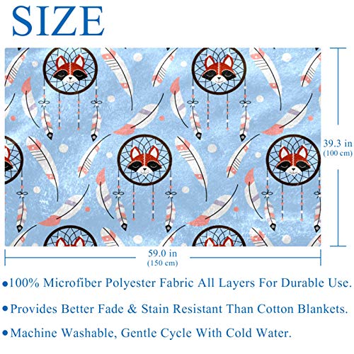 Plaid lit chaud motif attrape-rêves et plumes pour camping