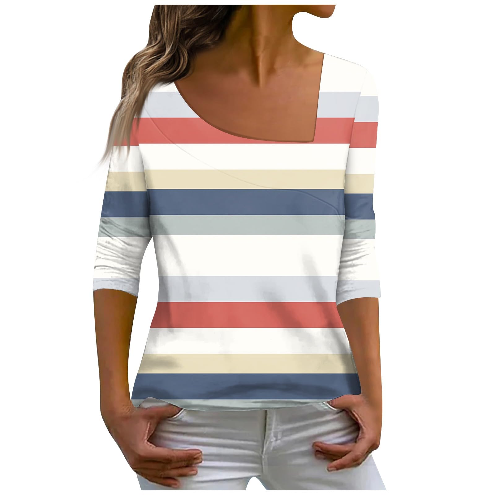 Cute Tops for Women, Womens Long Sleeve Tops Irregualr V Neck Blouses Colorful Butterfly Elegant Mordern T Shirts