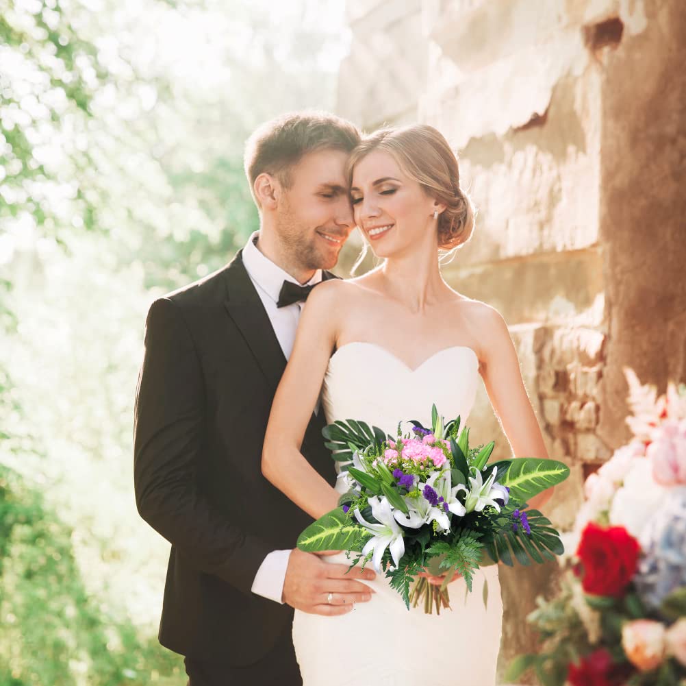 Set di 100 foglie di palma, 8 tipi di foglie di palma artificiali con steli pianta tropicale, foglie di palma e foglie mostri foglie per giungla beach hawaiano matrimonio partito decorazione