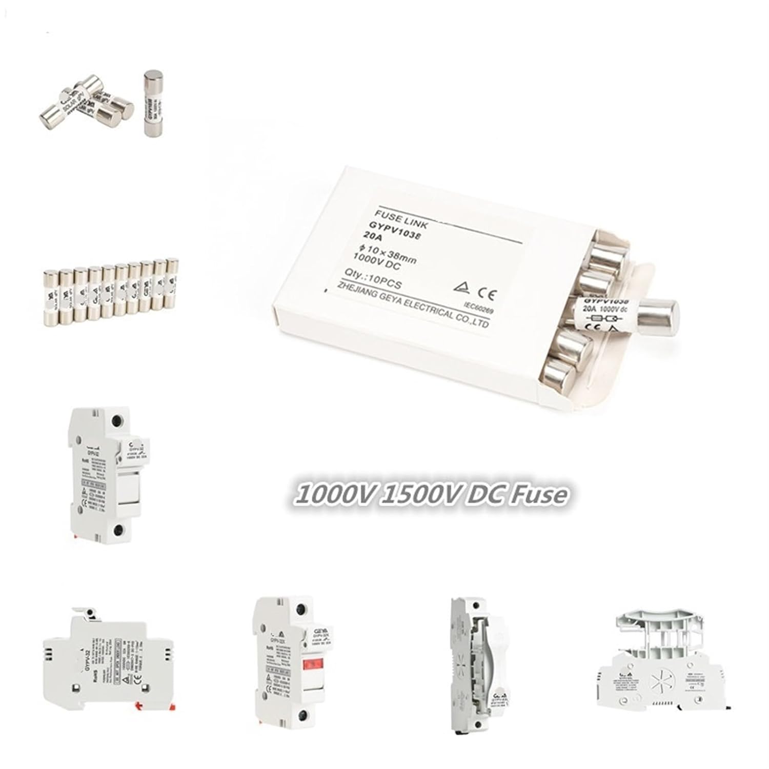 1Pcs Fuse Holder with LED Indiactor for 10 * 38mm PV Fuse Link Solar PV System Protection 2A 6A 10A 15A 20A 25A 30A Fuse Link (Size : 6A Fuse with Holder)