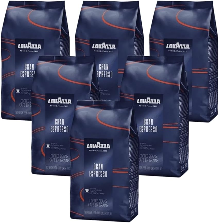 Lavazza Coffee Grand Espresso, Whole Beans, Pack of 6, Bean Coffee, 6 x 1000 g