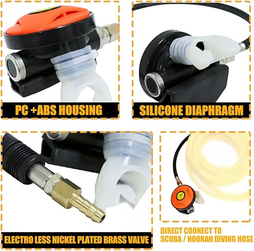 Miniatura 3 de HPDAVV Equipo de buceo 145PSI Regulador de Segunda Etapa de Buceo 22 y Manguera de Aire de PVC (50 pies, 100 pies) y Máscara de Buceo Boquilla de