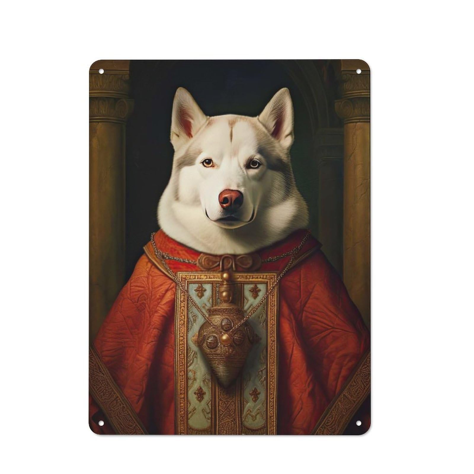 Junmoney Style-5 Retro Tin Sign 40X30cm Featuring Husky The Pope For Workshop Wall, Gift For Makers And Diy Enthusiasts During The Christmas Season