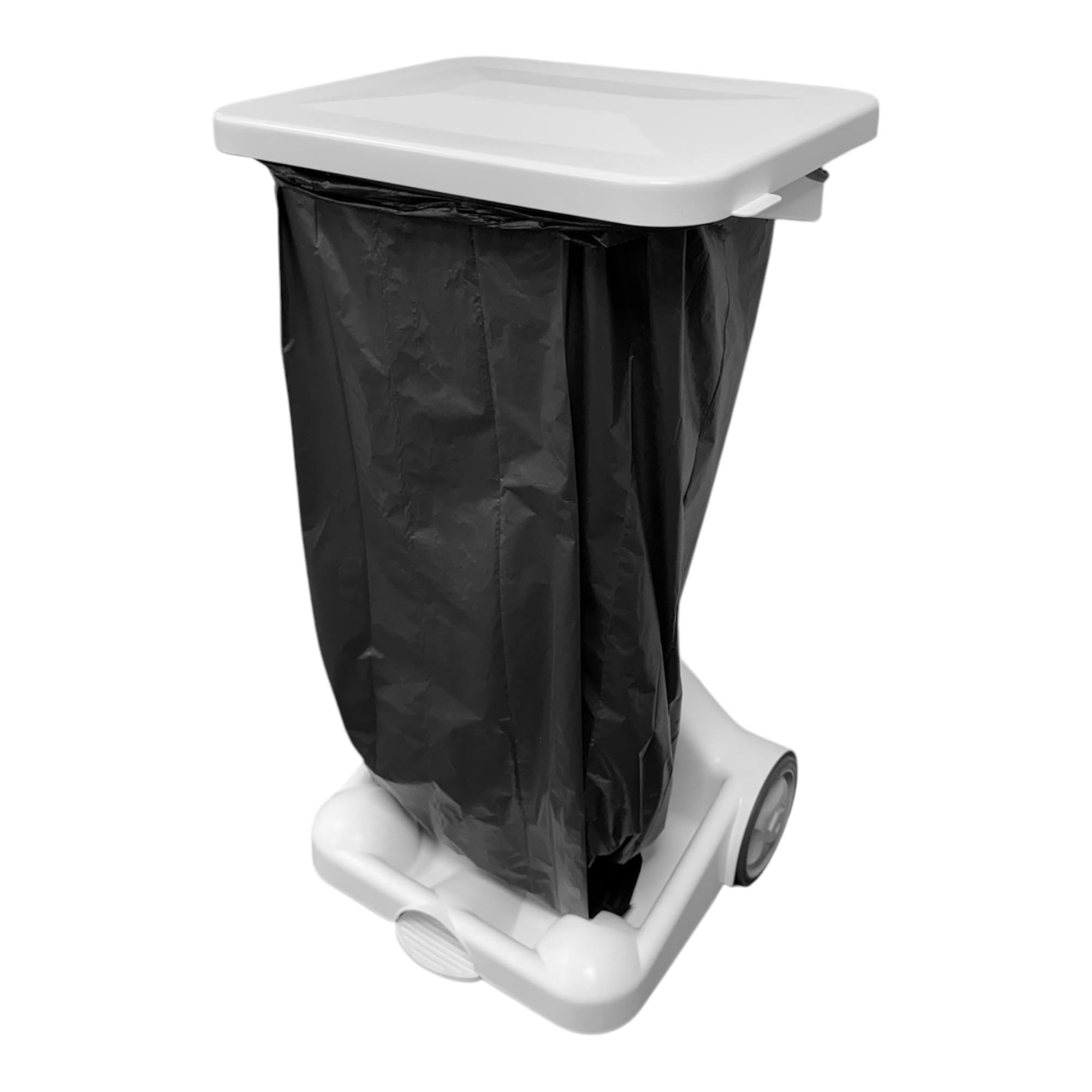 Chabrias Ltd Mobile Sack Free Standing Foot Pedal Waste Bag Garbage Holder Medical School Waste Bin Hand Free (White)