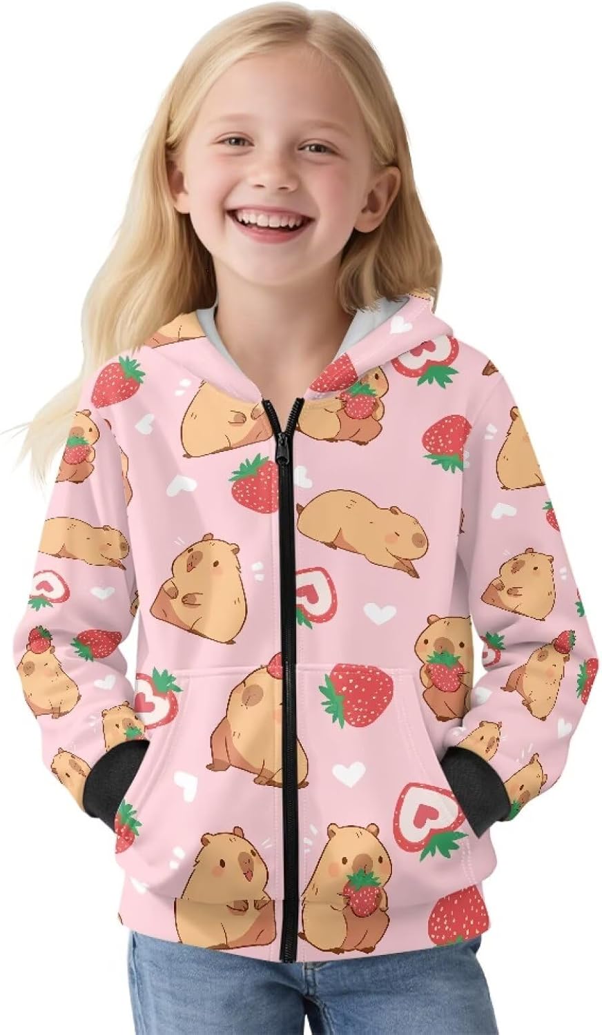 Zip Up Hooded Sweatshirt Fall Winter Long Sleeve Fleece Casual Jacket with Pocket for Kids Youth Girls 6-16 Years