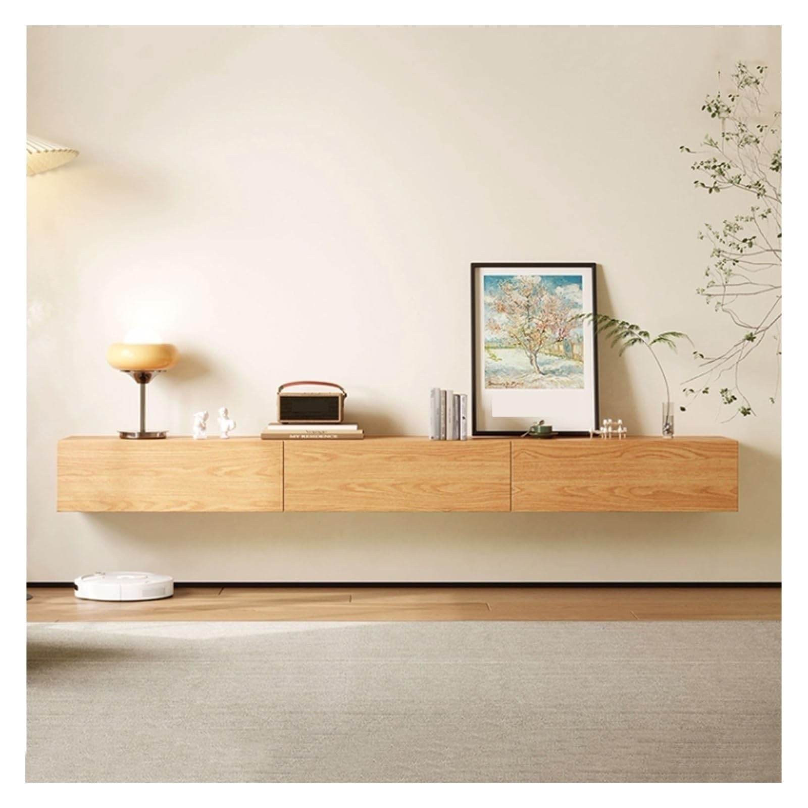 Mueble de TV Mueble de TV montado en la pared, soporte flotante for estante de TV, moderno gabinete de consola de TV de entretenimiento multimedia de madera que ahorra espacio con puerta abatible haci