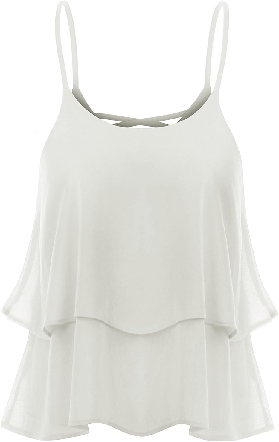 Tirahse Fashionable Sleeveless Loose Fit Strap Loose Fit Tank Top Style Blouse Ivory XL Cwttk02_ivoryX-Large