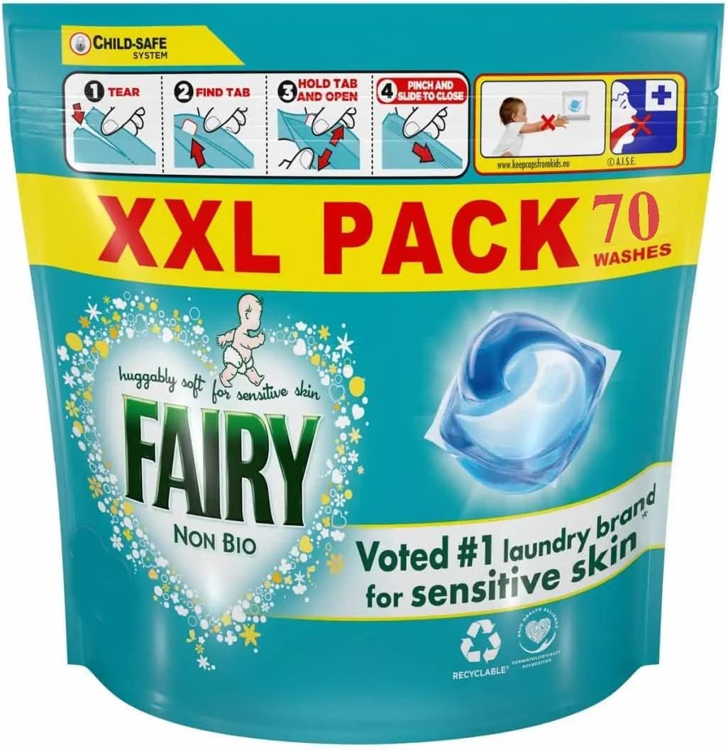 Fairy Non Bio Pods Clothes Detergent Cleaning Power Washing Capsule 70 wash