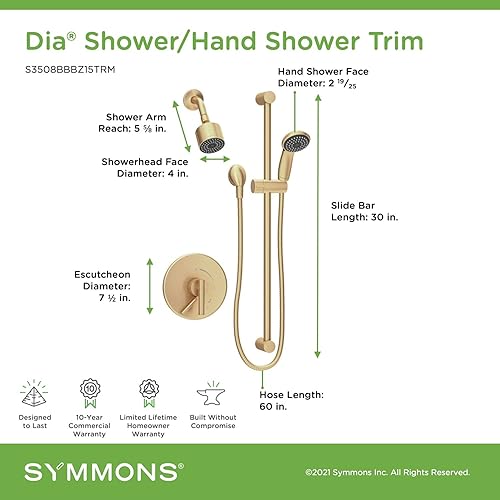 Miniatura 2 de Symmons S3508BBBZ15TRM Cuarto de baño-accesorio-Hardware-piezas, bronce cepillado