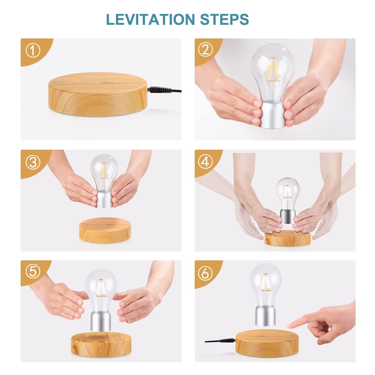 UVEHAS Lampadina a levitazione, lampada a lampadina LED rotante e galleggiante, lampade da scrivania a levitazione magnetica con controllo tattile per la casa e l'ufficio