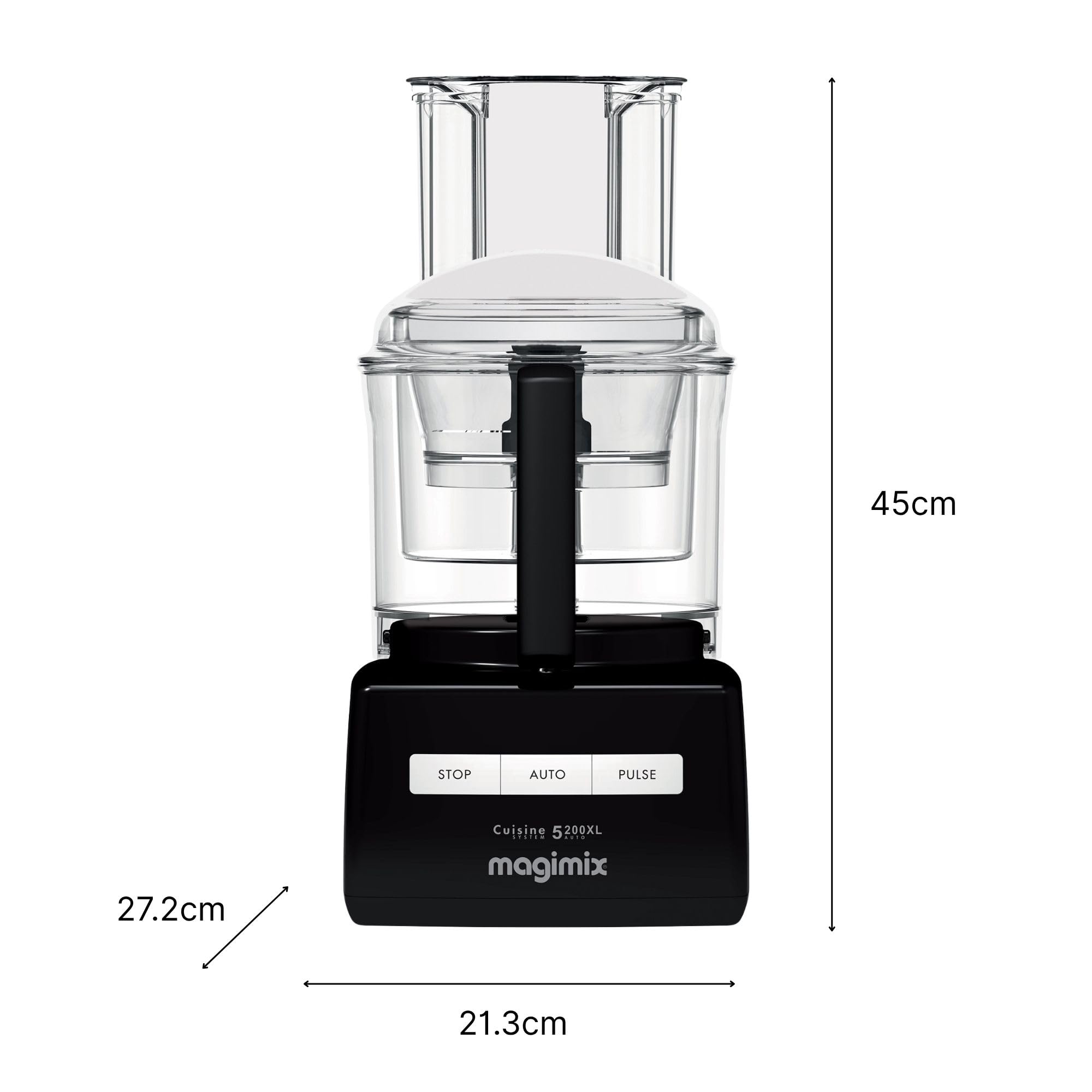 Magimix Robot de Cuisine Multifonction CS 5200 XL - Hachoir, Blender, Presse Agrumes - Bol Magimix 5200 xl 3,6L - Fabriqué EN FRANCE - Noir