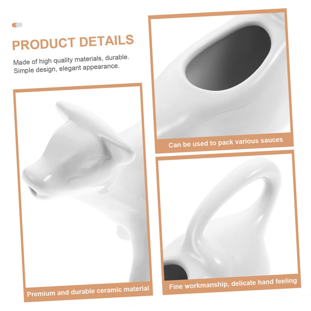 UKCOCO 3 pièces Pichets à Lait Céramique Pratique de Tasses Multi Fonctionnelles pour Lait et Sauces Design Élégant Vache