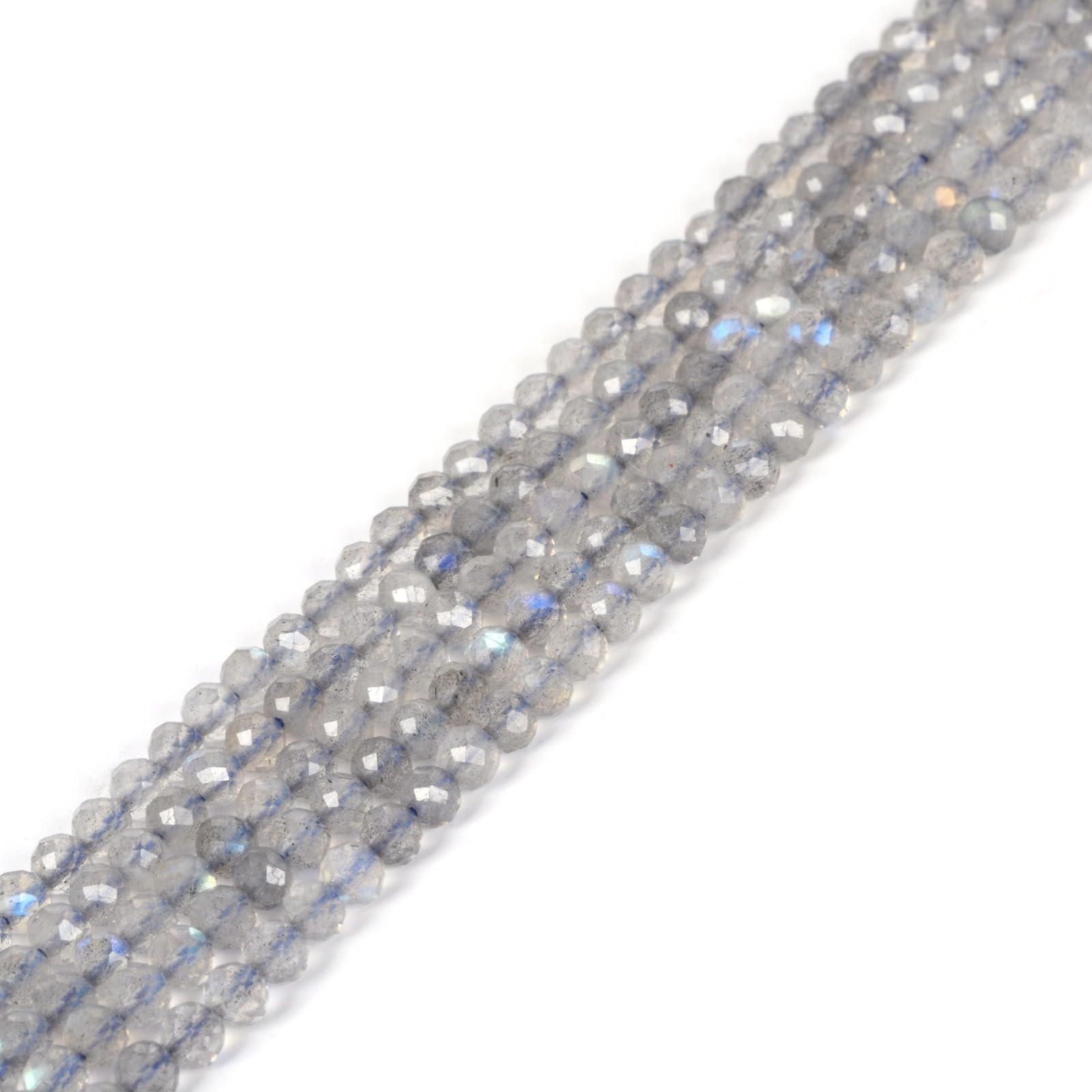 3 mm Labradorit, facettierter Edelstein, rund, lose Perlen, Strang, 39,4–40,6 cm, DIY-Schmuckherstellung