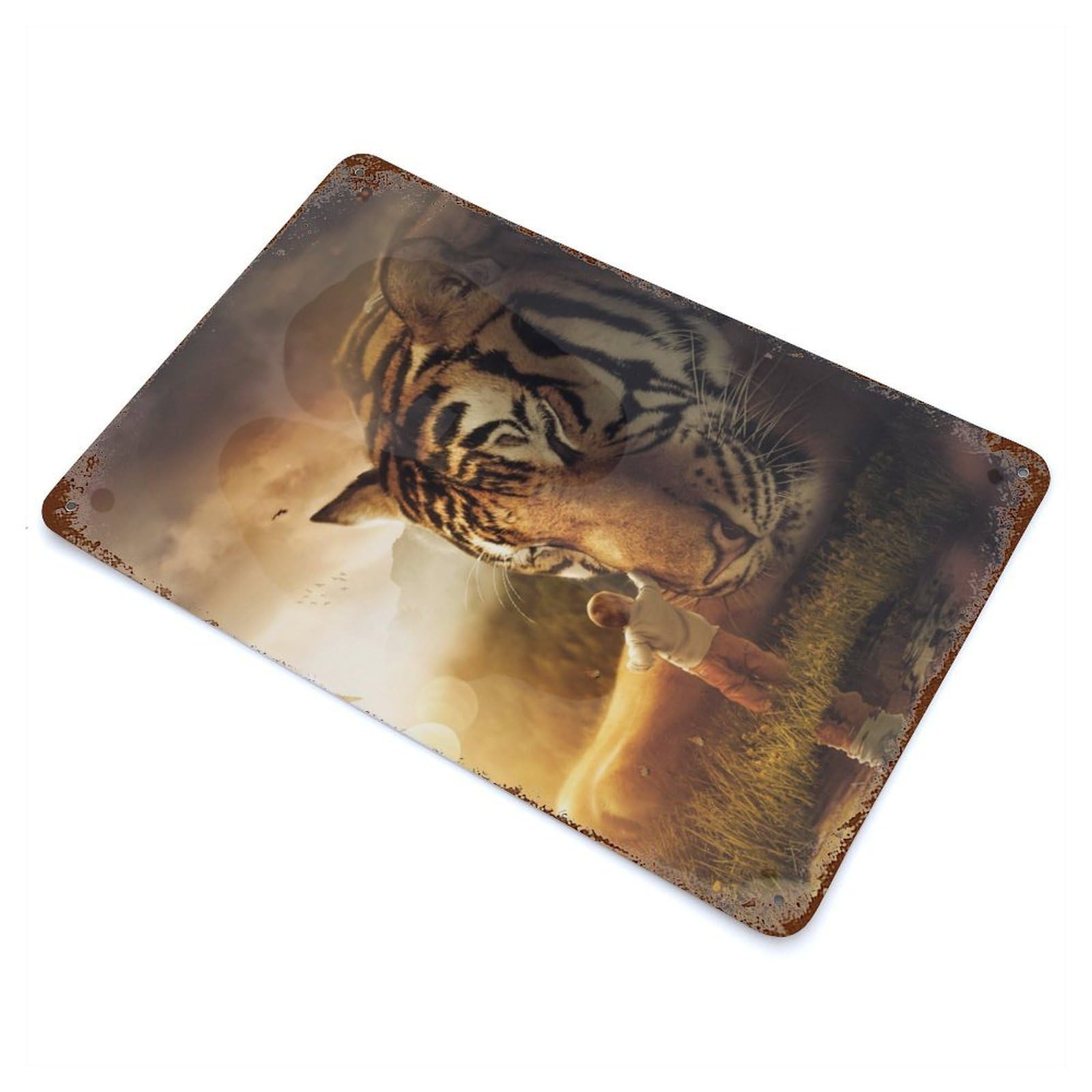 The Huge Tiger Decorative Tin Sign 11.8"x7.9", for Bistro, Counter And Cafe Decor, Retro Wall Decor