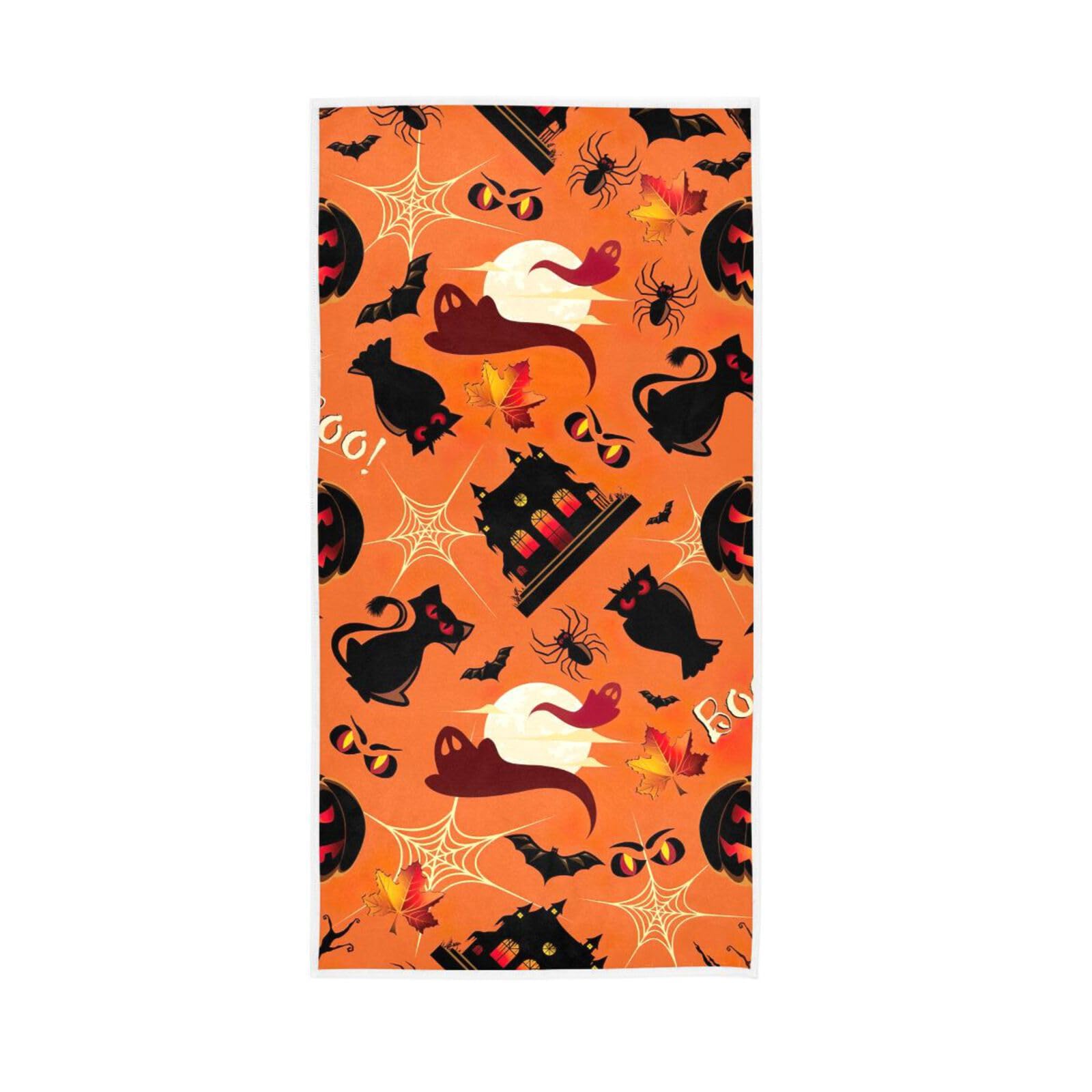 HUYGD Retro Halloween Pattern Hand Towel, 15 x 30 Inches Absorbent Hand Towel, Spa Towel Farmhouse Hand Towels