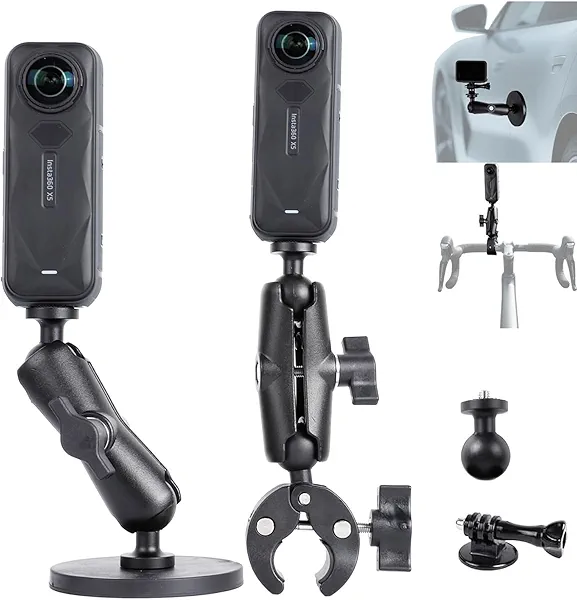 PellKing Motorcycle Handlebar Mount Car Mangetic Accessories Kit for Insta360 X5/X4/X3,88mm Magnetic Mount with 360 Degree Rotation,Ball Head Clamp Handlebar Clamp for Insta360 X5 and GoPro 13/12/11