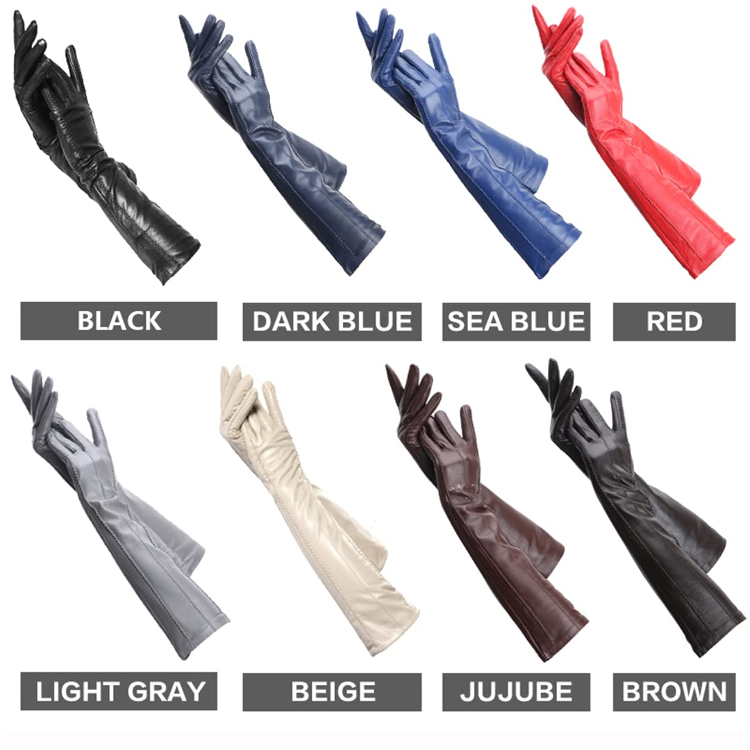 Amazon.co.jp: ベージュ ロング レザー グローブ 女性用 高級