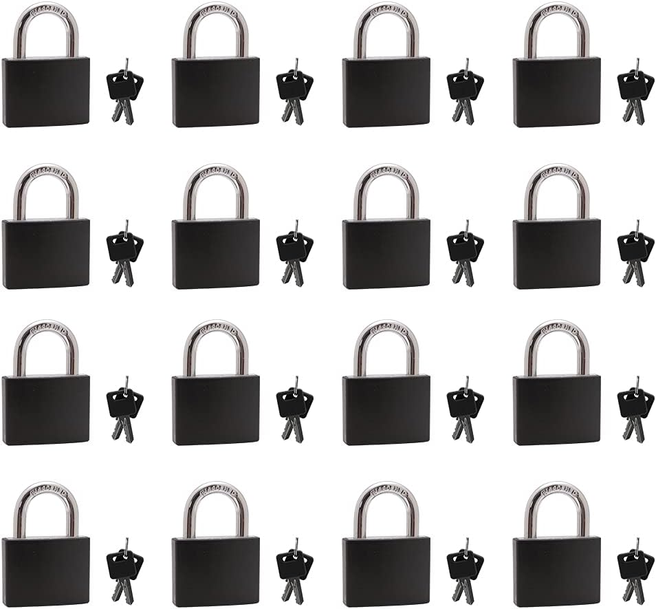 THIRARD 16 Pack Covered Aluminum Padlocks Keyed Alike, 19/16 inch