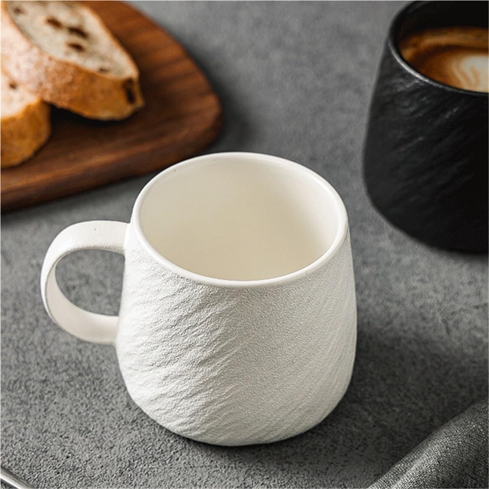 Kubek do kawy Matowy kubek o fakturze kamienia, ceramiczny do kawy w dwóch kolorach, zestaw 1, dużej pojemności 16,91 uncji, męskich kubków wody Kubki(Biały)