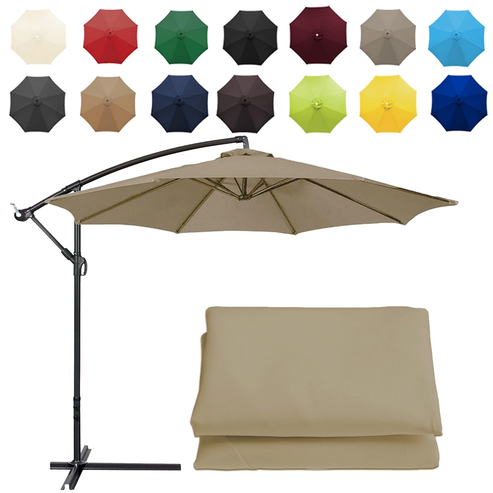 Cmjymx Unisex Top Color Replacement Parasol Canopy Sun Umbrella Replacement Cloth For 2M-6 Arms 2.7M-6 Arms 2.7M-8 Arms 3M-6 Arms 3M-8 Arms (Color : Size : 8 Ribs-3M(9.8Ft))
