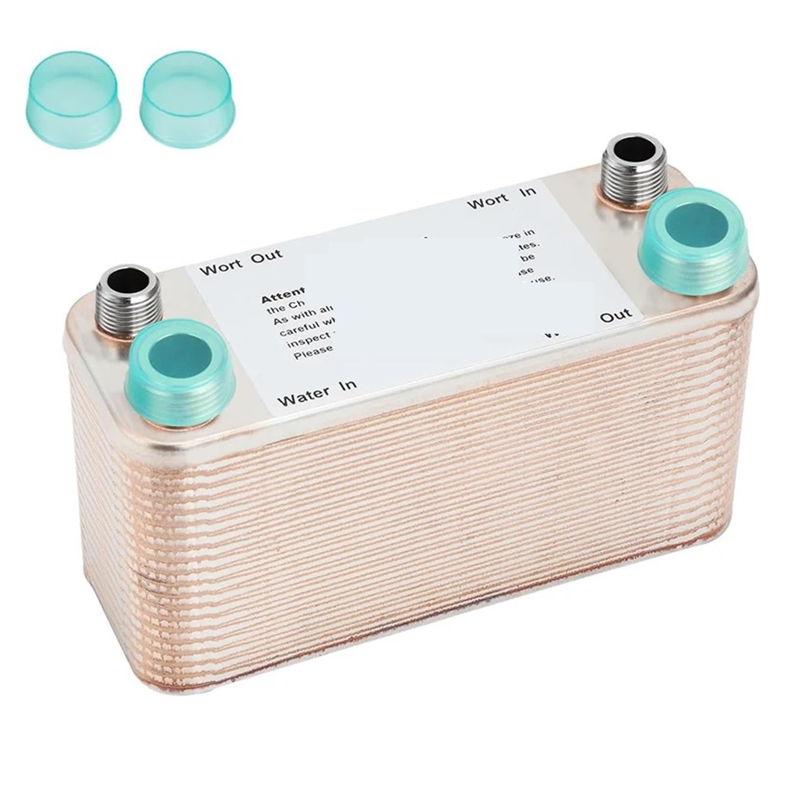 Domojt One Color Plate Heat Exchanger 40 Plate Stainless Steel Brazed Plate Heat Exchanger, 1/2 Npt & 3/4 Npt Plate Wort Chiller