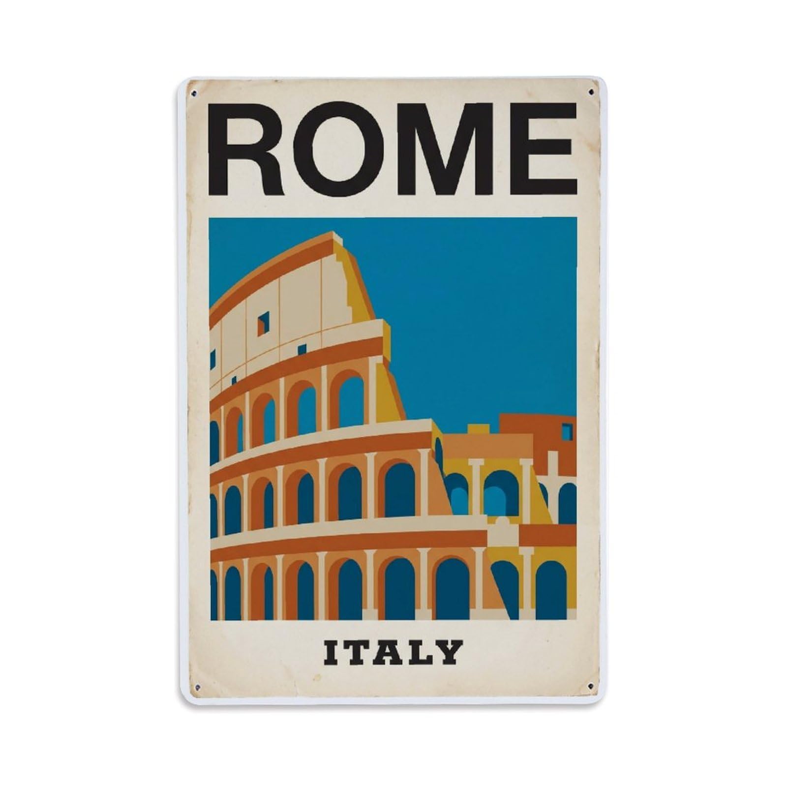 Vintage Travel Italy Rome Metal Tin Sign