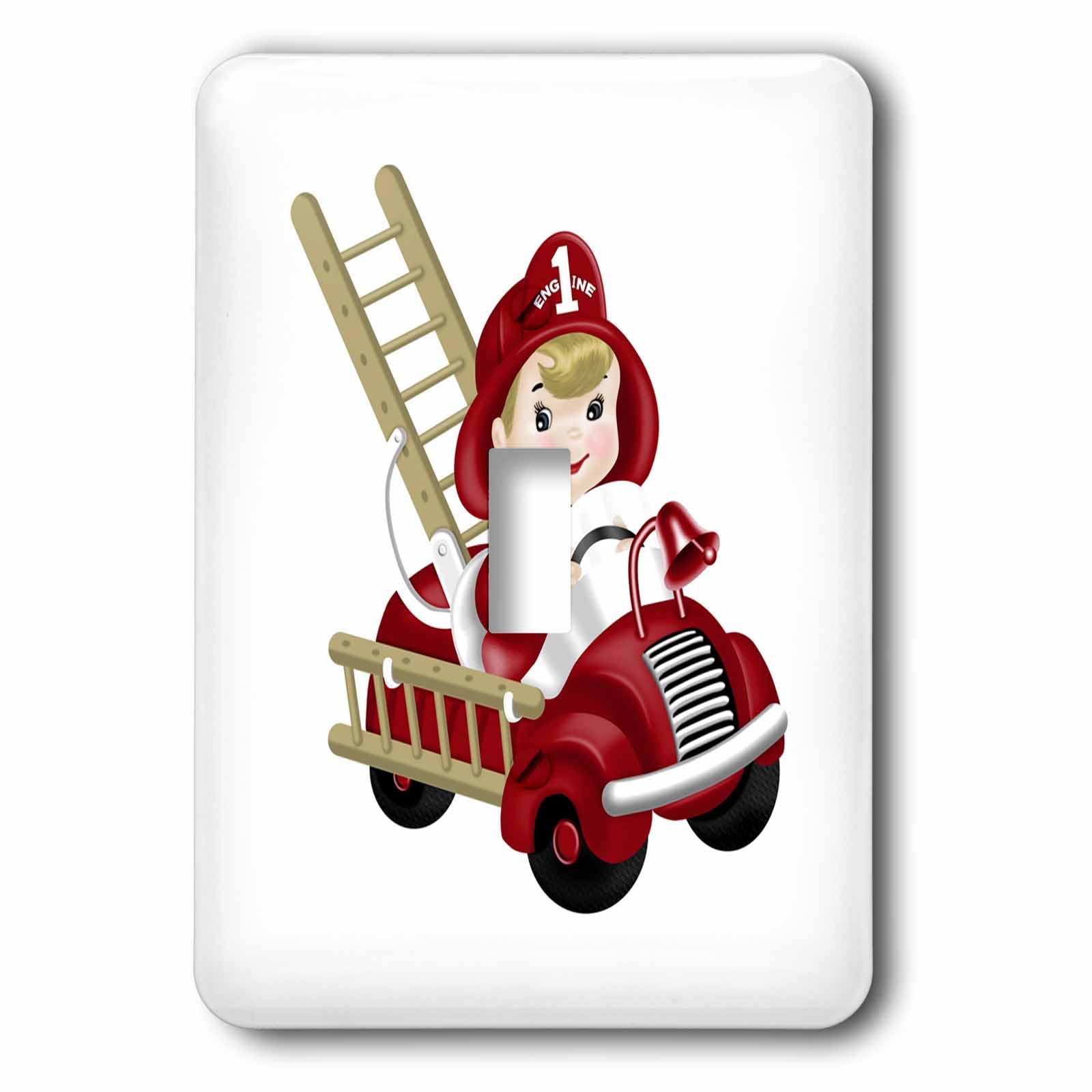Interrupteur à bascule simple camion de pompier pour chambre d enfant et deco murale