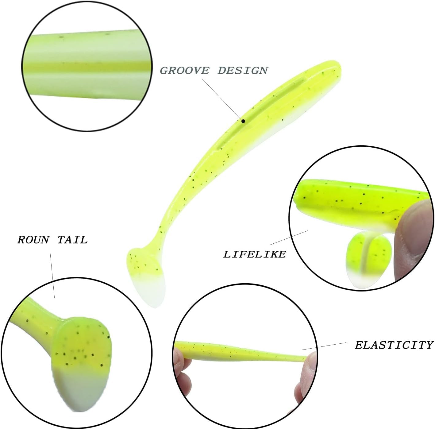 Sztuczne przynęty, miękkie plastikowe przynęty, 55 szt. z 10 główkami jigowymi, haczyki do wędkowania z gumą, sztuczna przynęta na topwater, przynęta wędkarska Softbait