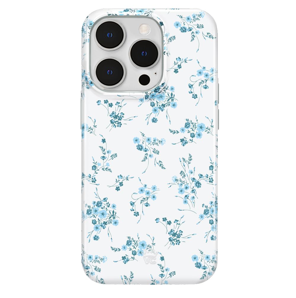 VELVET CAVIAR for iPhone 14 Pro Case Coquette Flowers - Compatible with MagSafe - 10ft Drop Tested - French Blue Floral