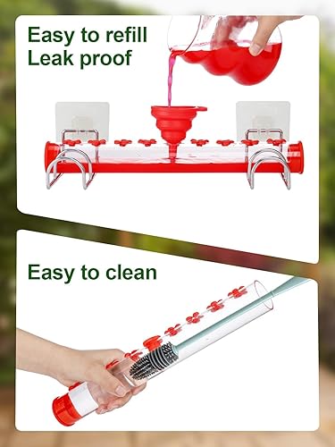 Miniatura 4 de Comedero para colibríes de ventana fácil de limpiar, 8 puertos de alimentación a prueba de fugas, tubo de alimentación de colibríes de llenado