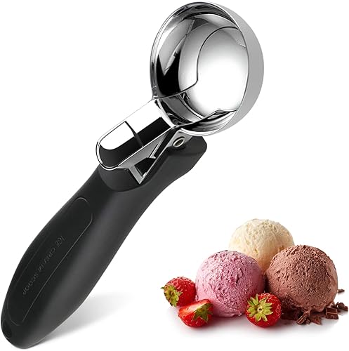 OTVAFAVA Cuchara de helado, cuchara grande para galletas con mango ergonómico de agarre suave, cuchara multifuncional resistente para hornear, para