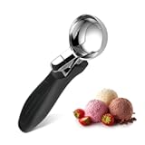 Ice Cream Scoop&comma; Large Cookie Scoop with Ergonomic Soft Grip Handle&comma; Heavy Duty Multifunctional Baking Scooper for Sundaes&comma; Cupcake&comma; Dough&comma; Protein Balls and Meatballs&comma; Black
