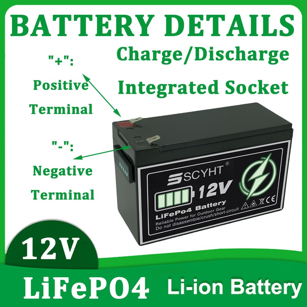 Batteria LiFePO4 12V 10Ah 6Ah 12Ah Batteria agli ioni di litio 12V Batterie ricaricabili 8Ah Batterie al litio per alimentazione di backup per motori 50W a 150W,12v12ah
